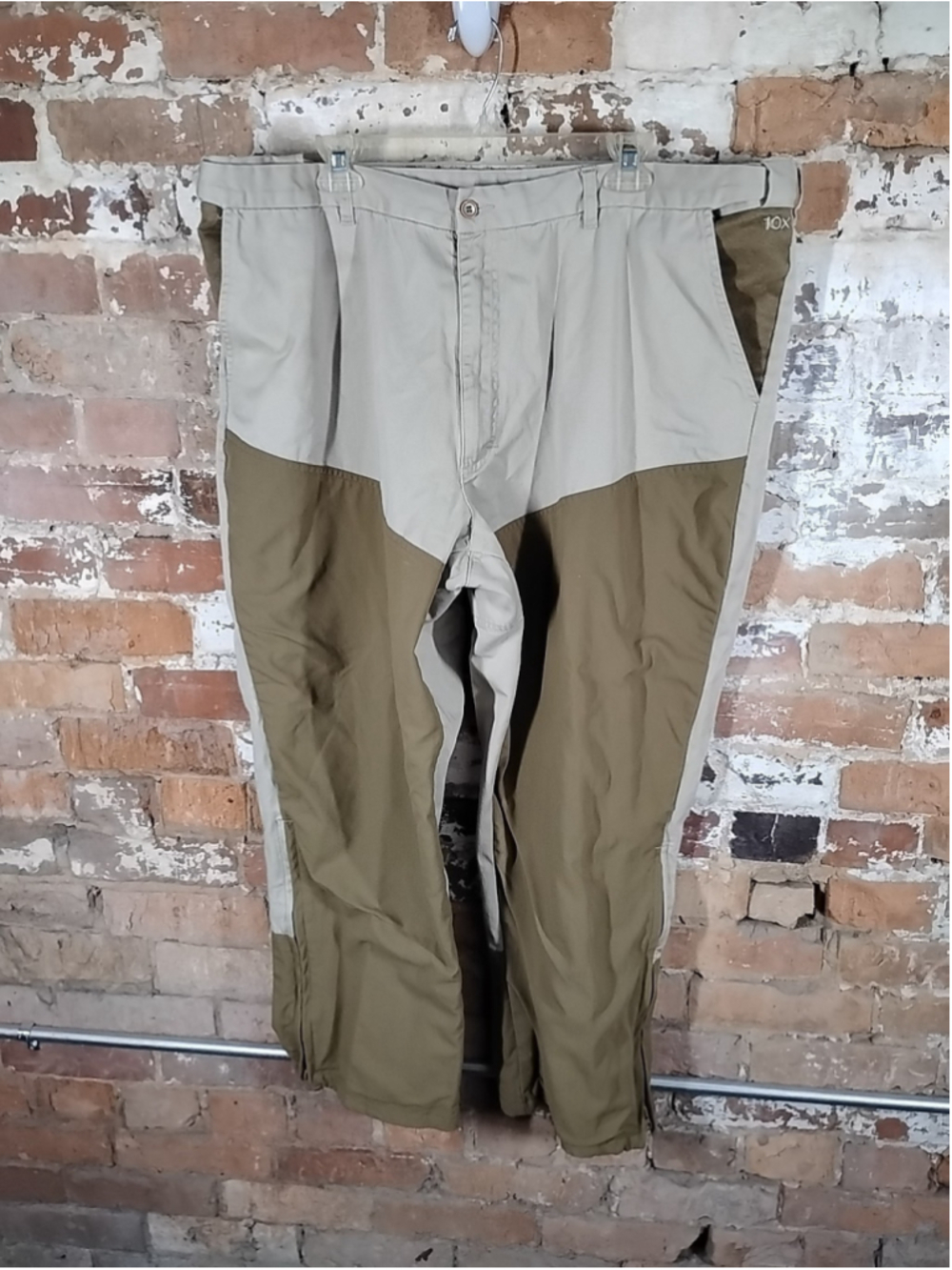 10X Men 44 Long Snow Trek Pants Zip Wide Leg Beige 30" Inseam Heavy-Duty Cotton